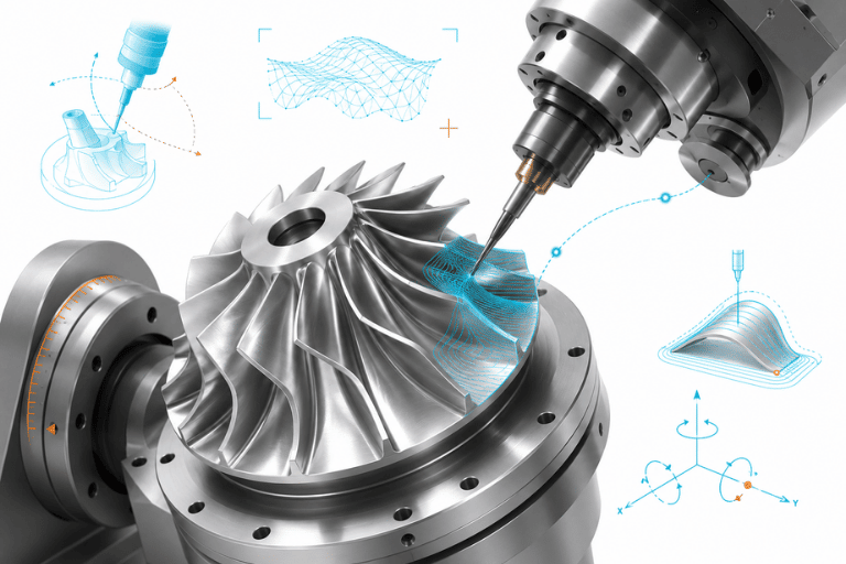 NX Multi-Axis Module NX CAM 5 trục chuyên sâu, gia công cánh gạt (Impeller), turbine và bề mặt phức tạp.