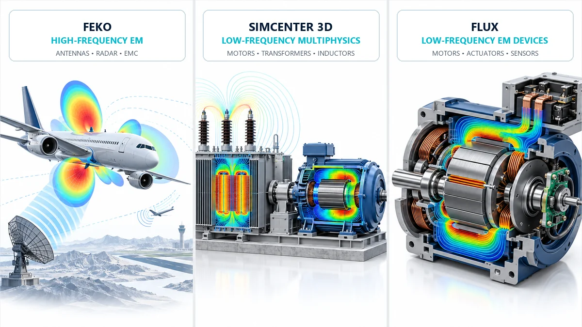 So sánh Simcenter Feko Simcenter 3D Electromagnetics và Simcenter Flux