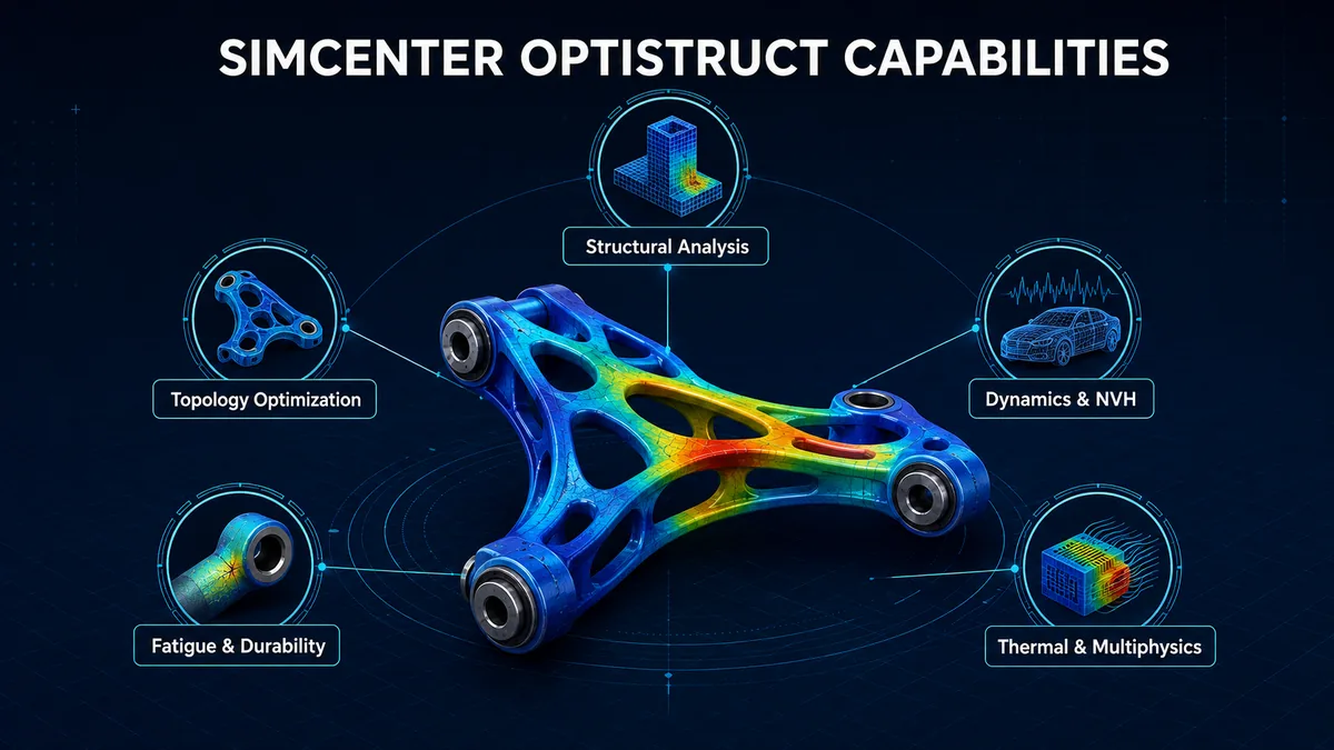 Simcenter Optistruct structural analysis and optimization capabilities