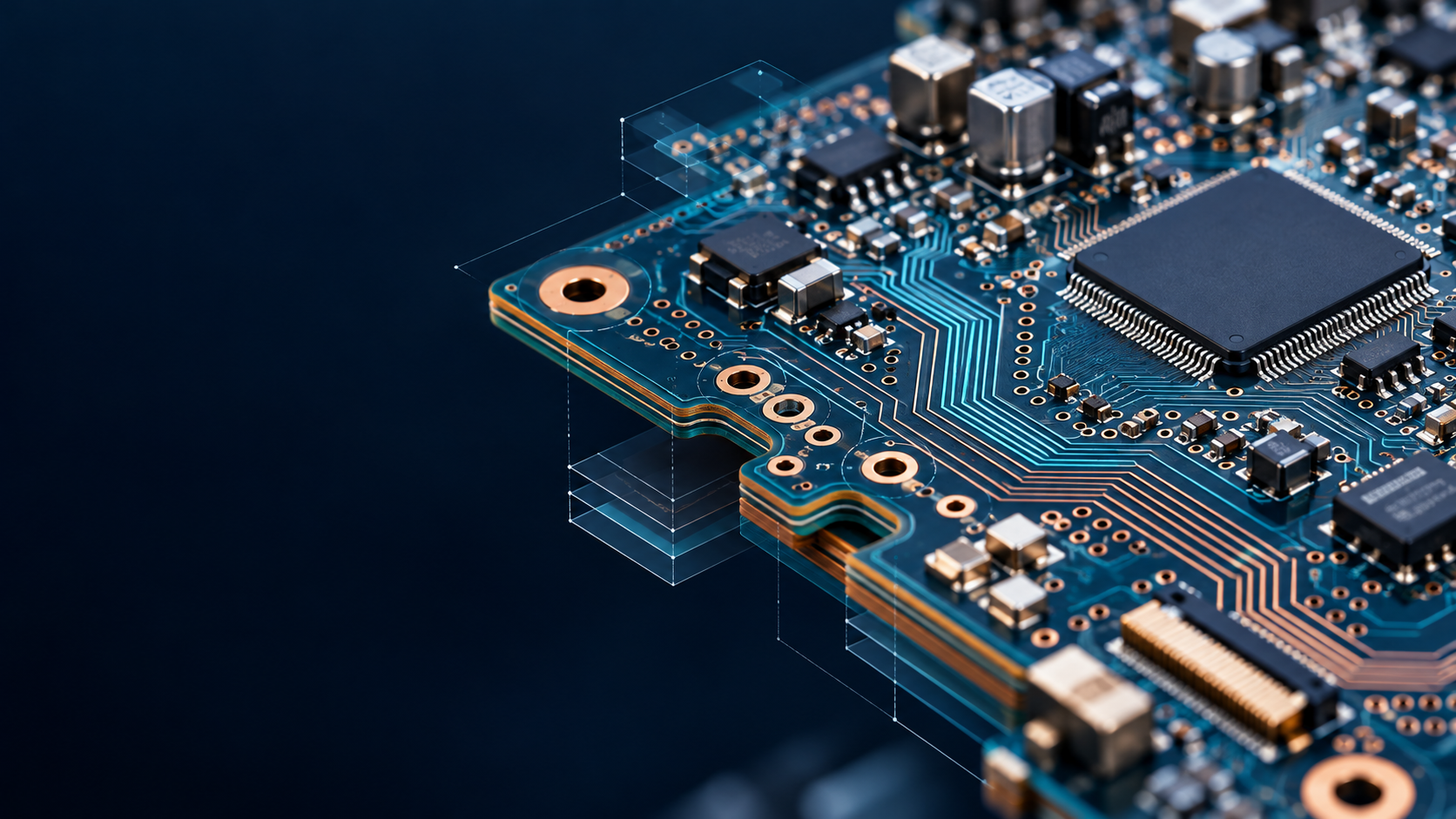 Bảng mạch PCB minh họa quy trình kiểm tra DFM